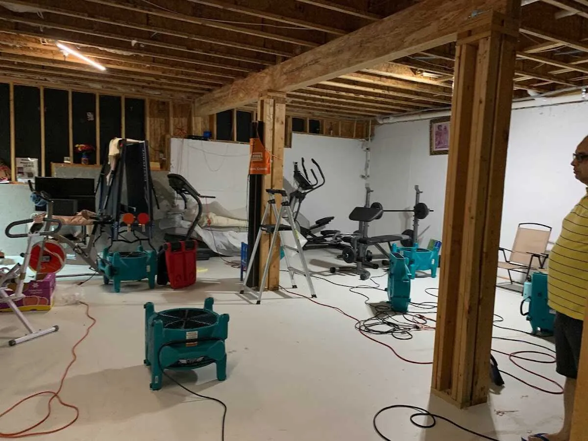 Basement drying equipment setup for Contents Cleaning & Restoration in Medina